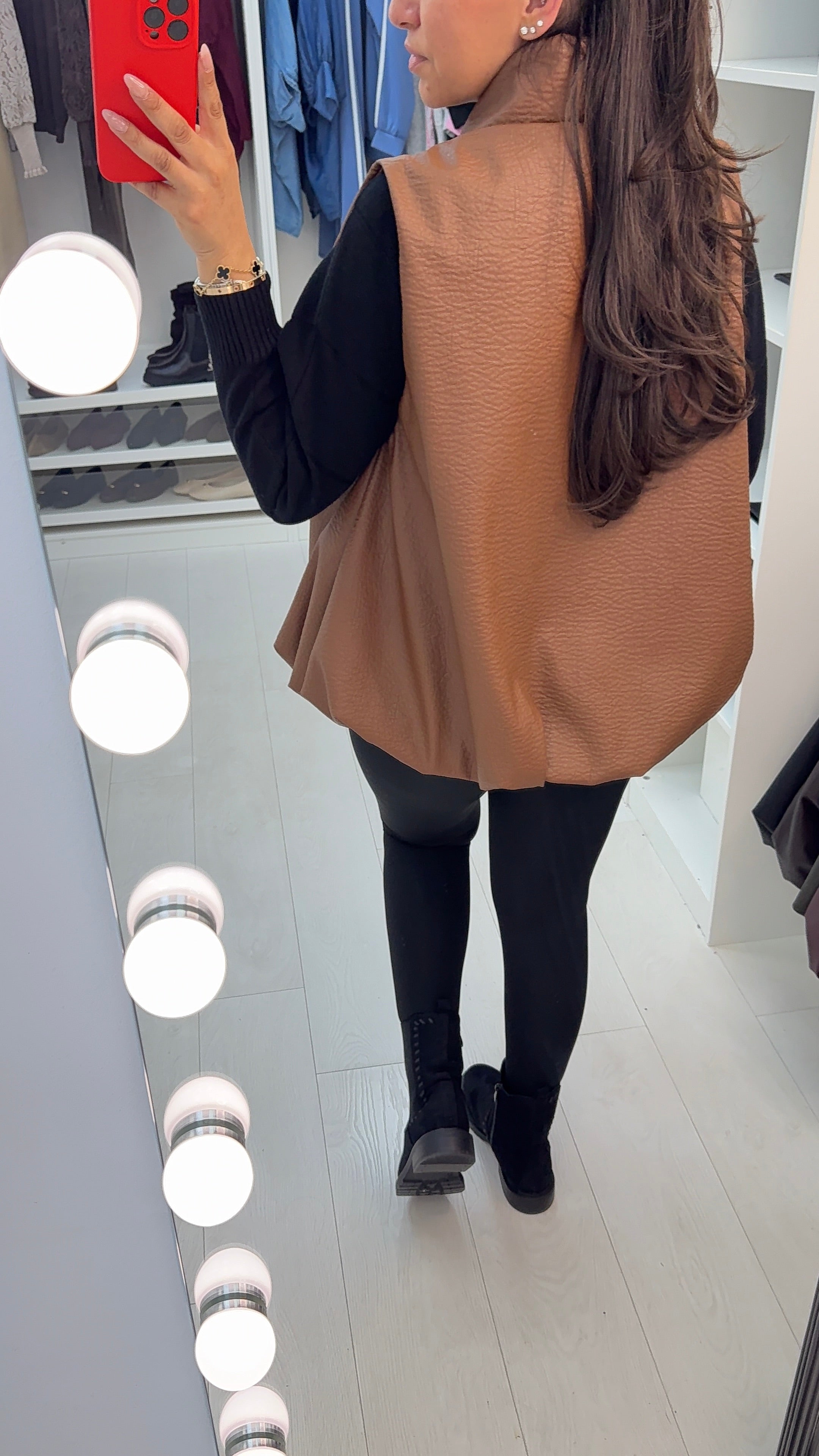 Meladie Faux Leather Bubble Hem Gilet