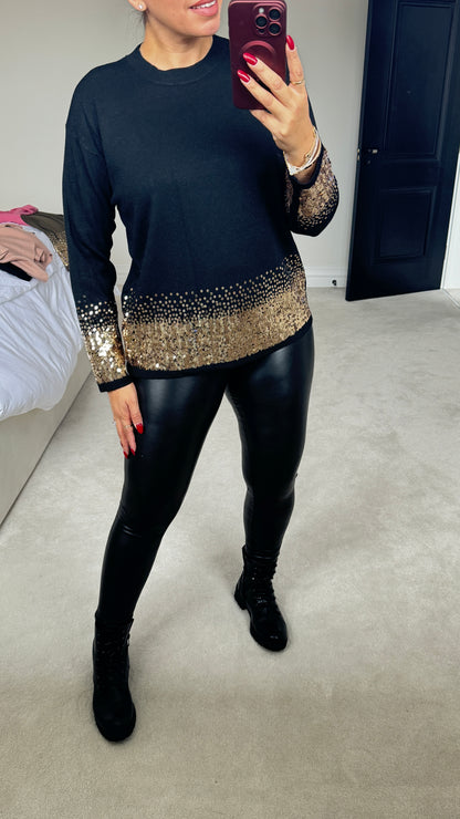 Becky Plain Sequin Hem Jumper