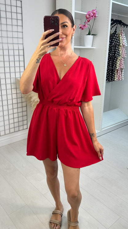 Utopia Plain V Neck Playsuit
