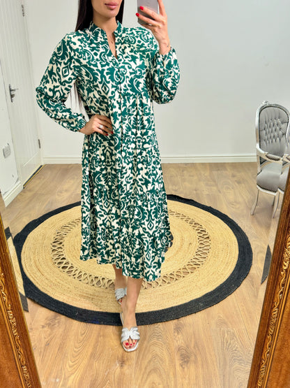 Earla V Neck Patterned Maxi Dress