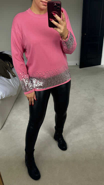 Becky Plain Sequin Hem Jumper