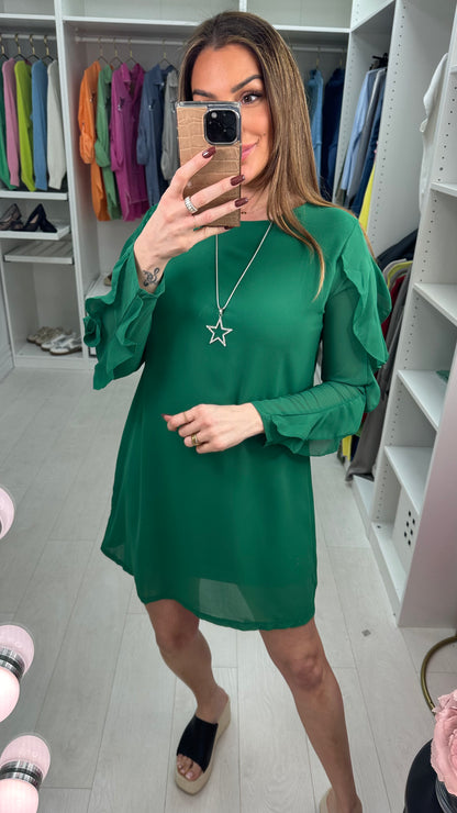 Andorra Frill Sleeve Star Necklace Dress
