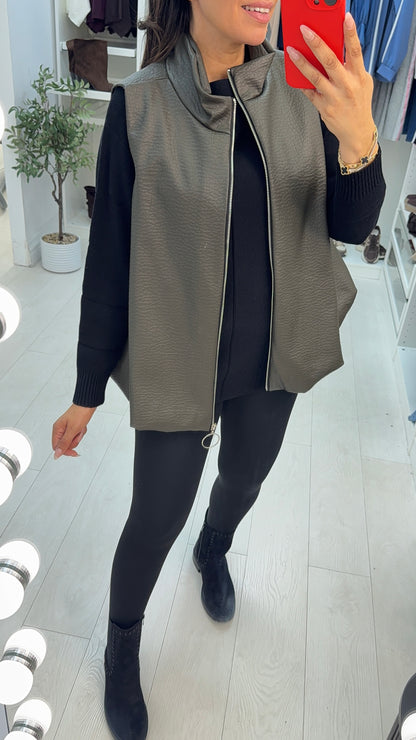 Meladie Faux Leather Bubble Hem Gilet