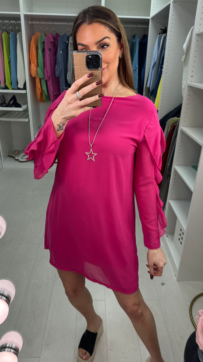 Andorra Frill Sleeve Star Necklace Dress