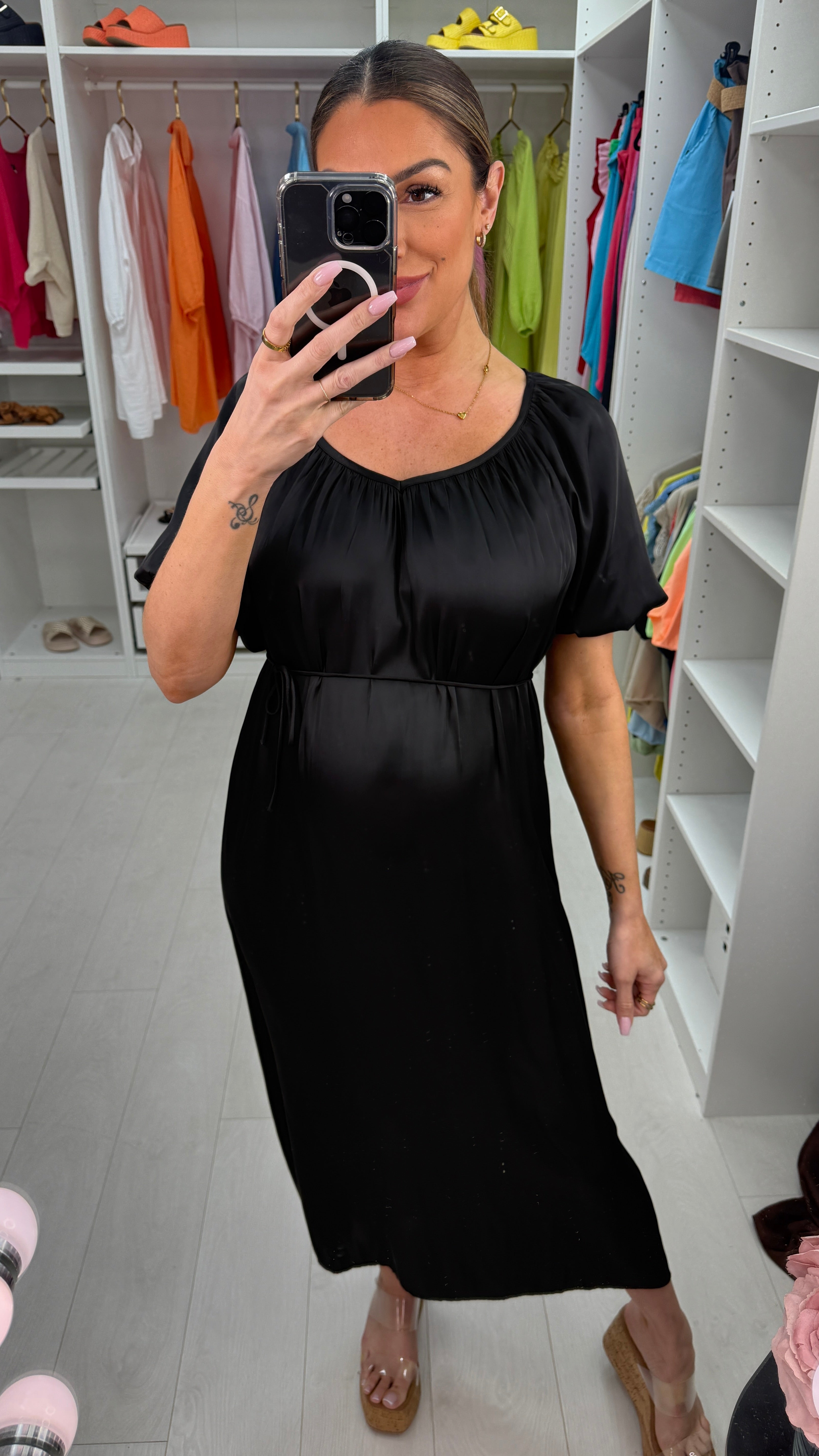 Senora Puff Sleeve V-Neck Maxi Dress