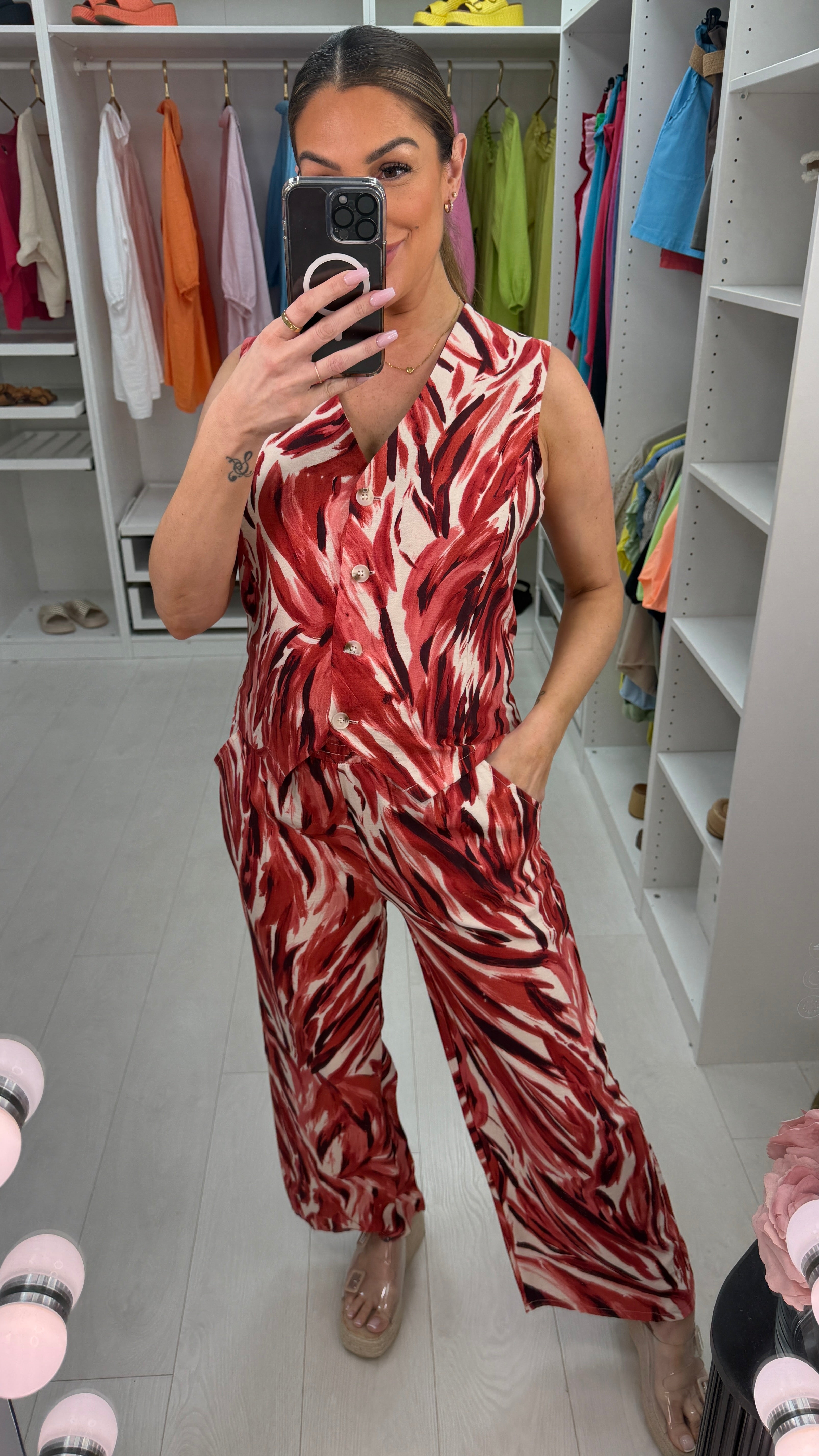 Neriah Abstract Print Waistcoat Co-Ord Set