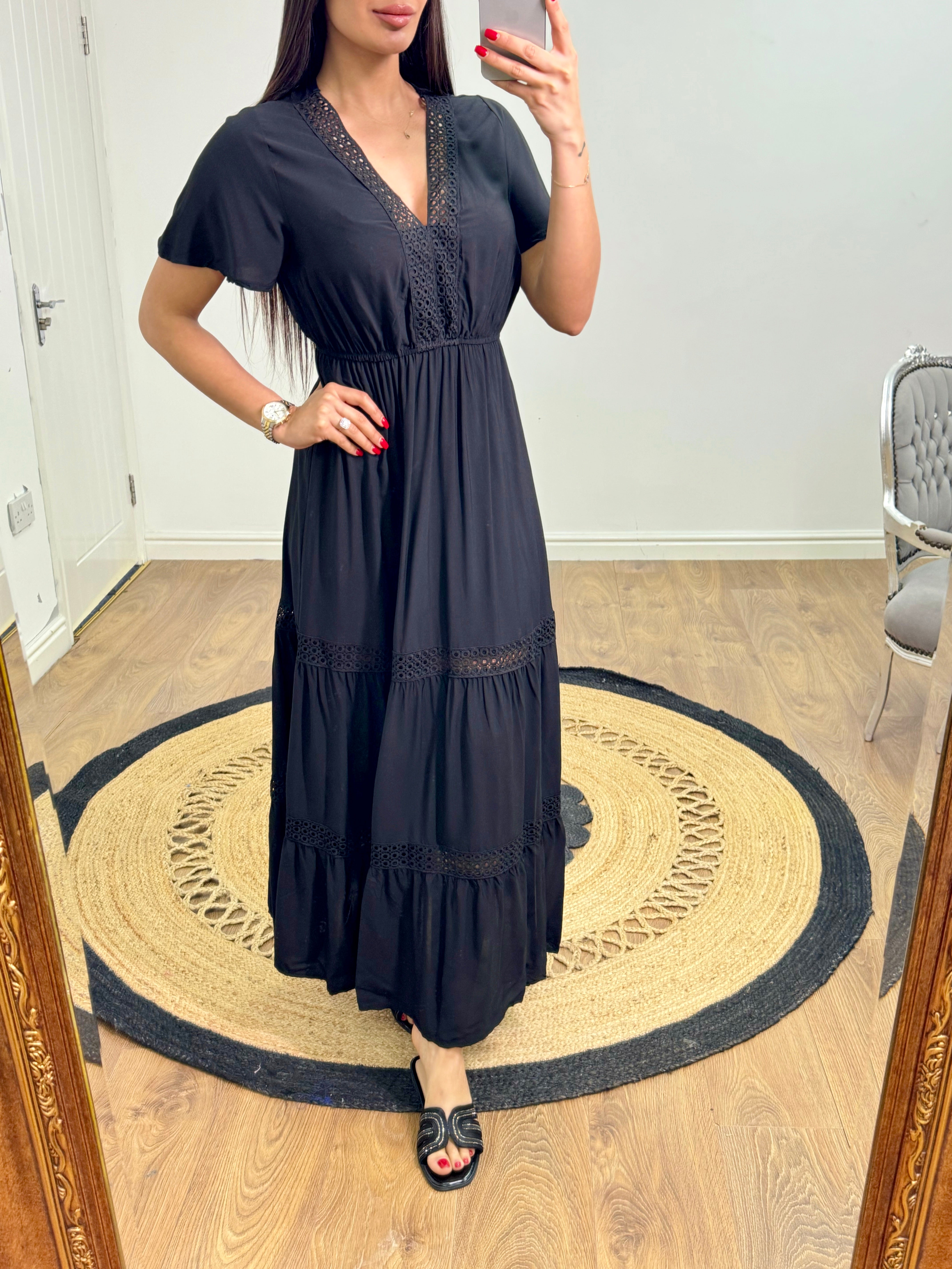 Cristi Crochet Detail Maxi Dress