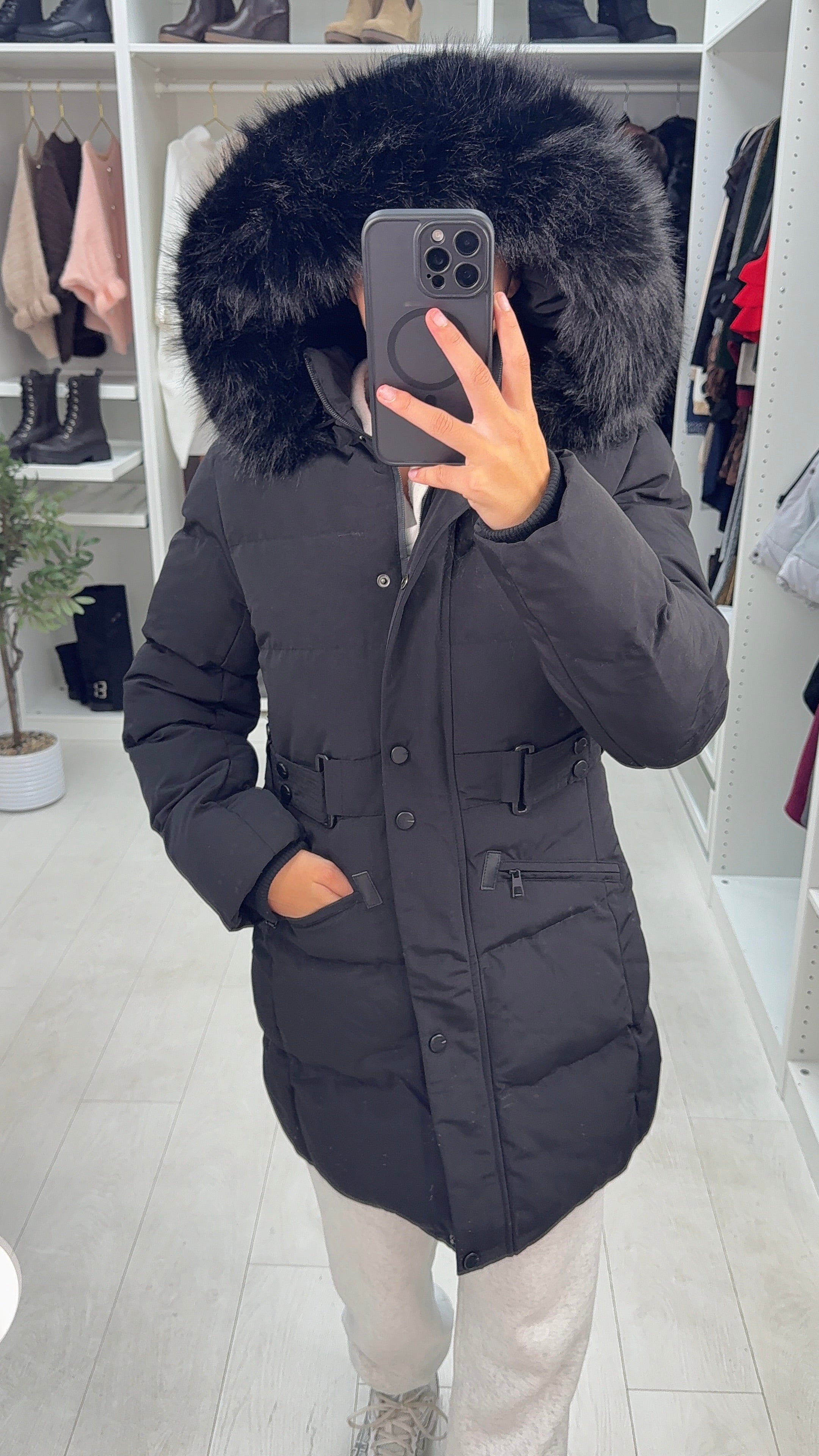 Andrea Faux Fur Hooded Kids Coat