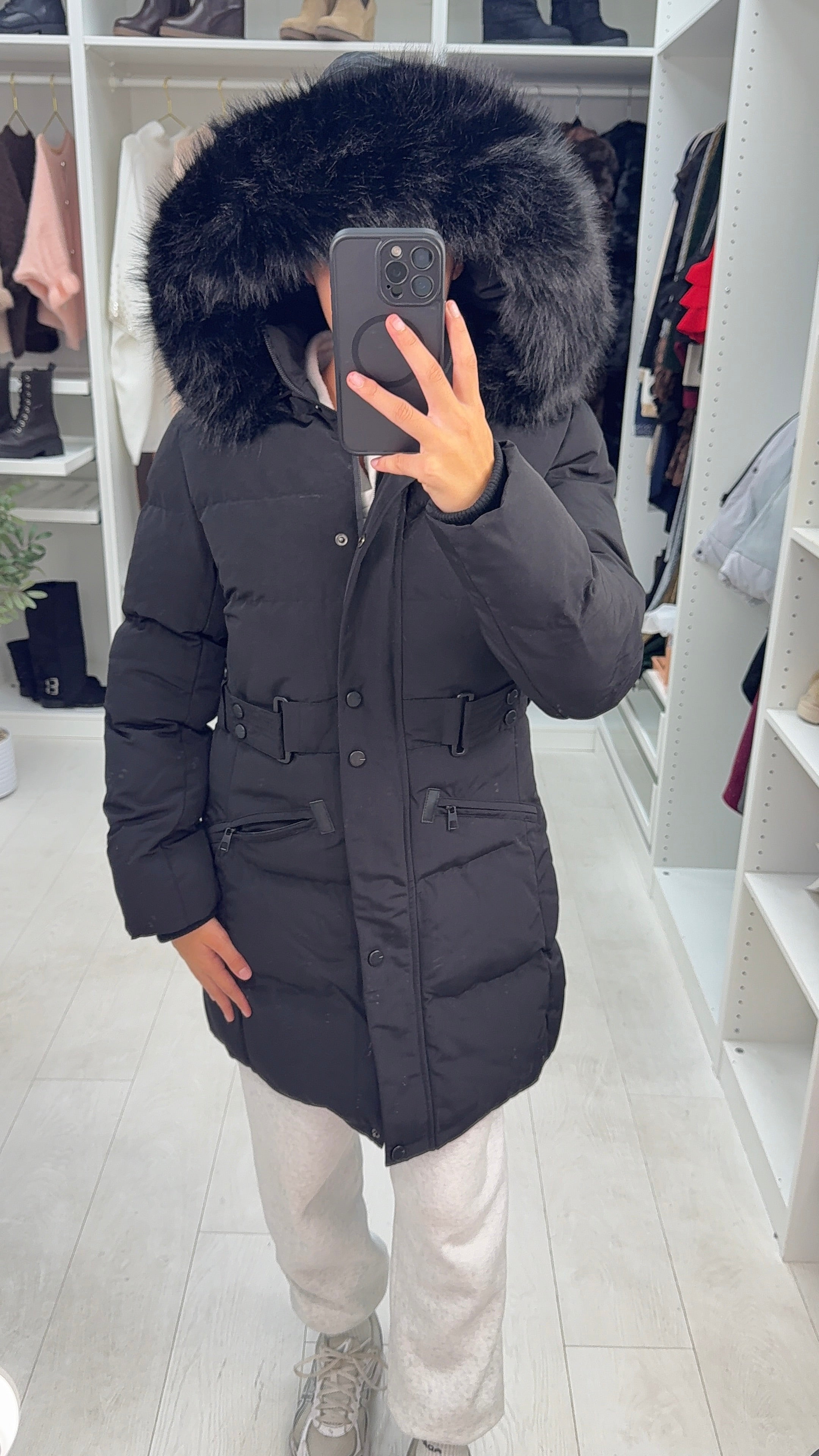 Andrea Faux Fur Hooded Kids Coat