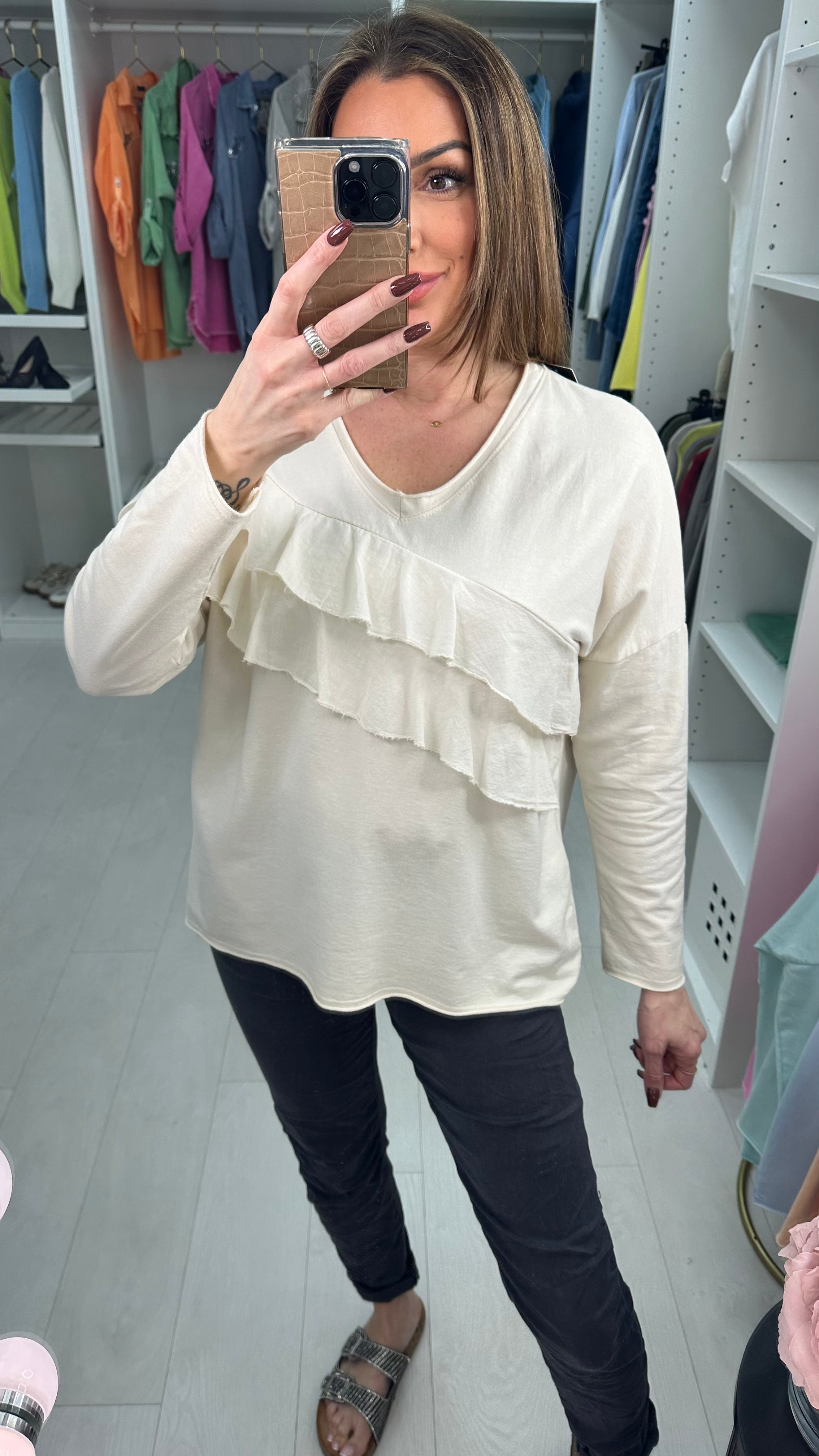 Marianna Plain Ruffle Detail top