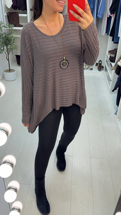 Akira Plain Asymmetric Thin Knit Top