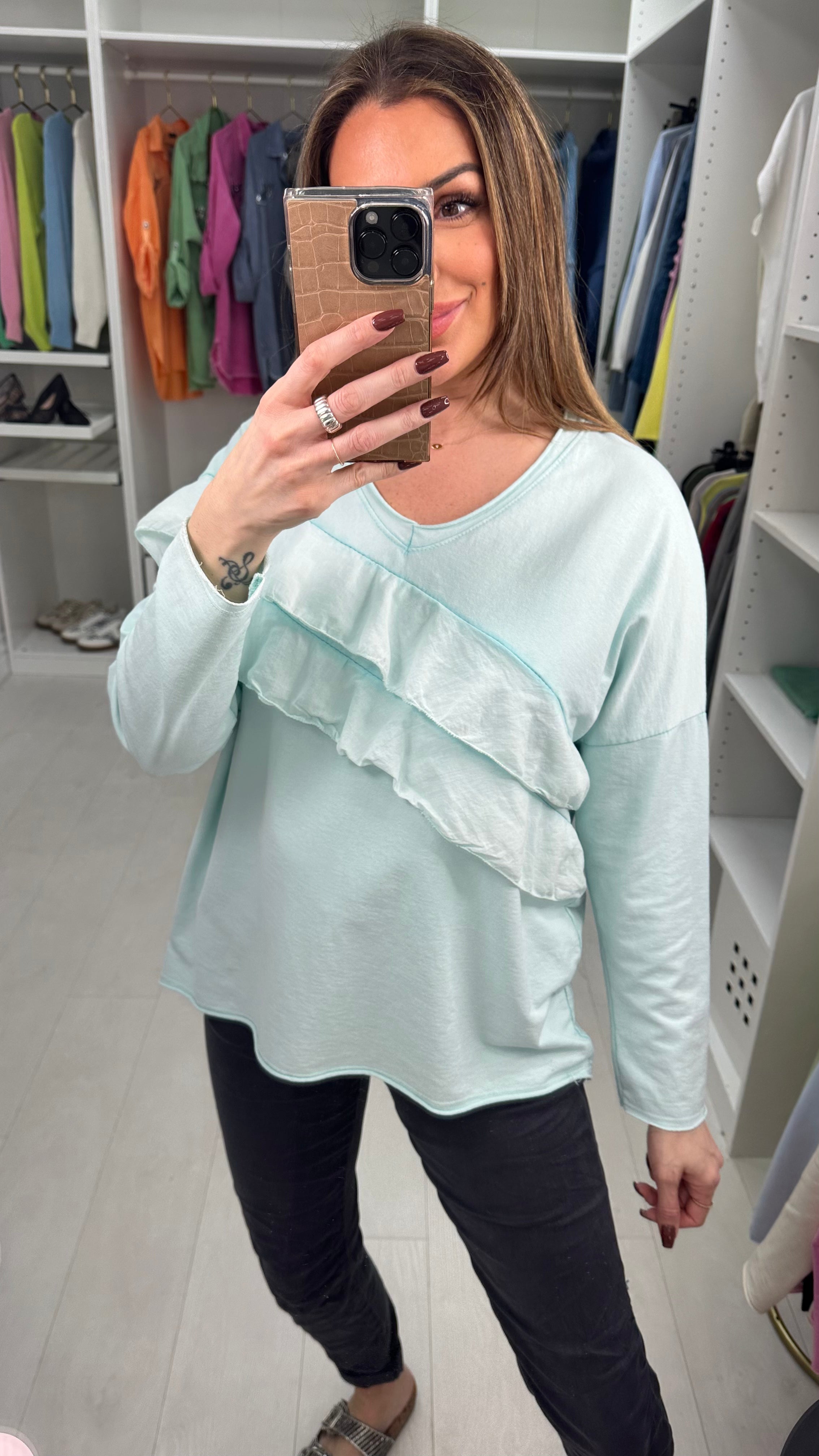 Marianna Plain Ruffle Detail top