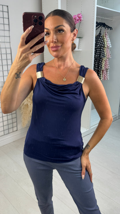 Xanya Plain Metallic Detailed Top