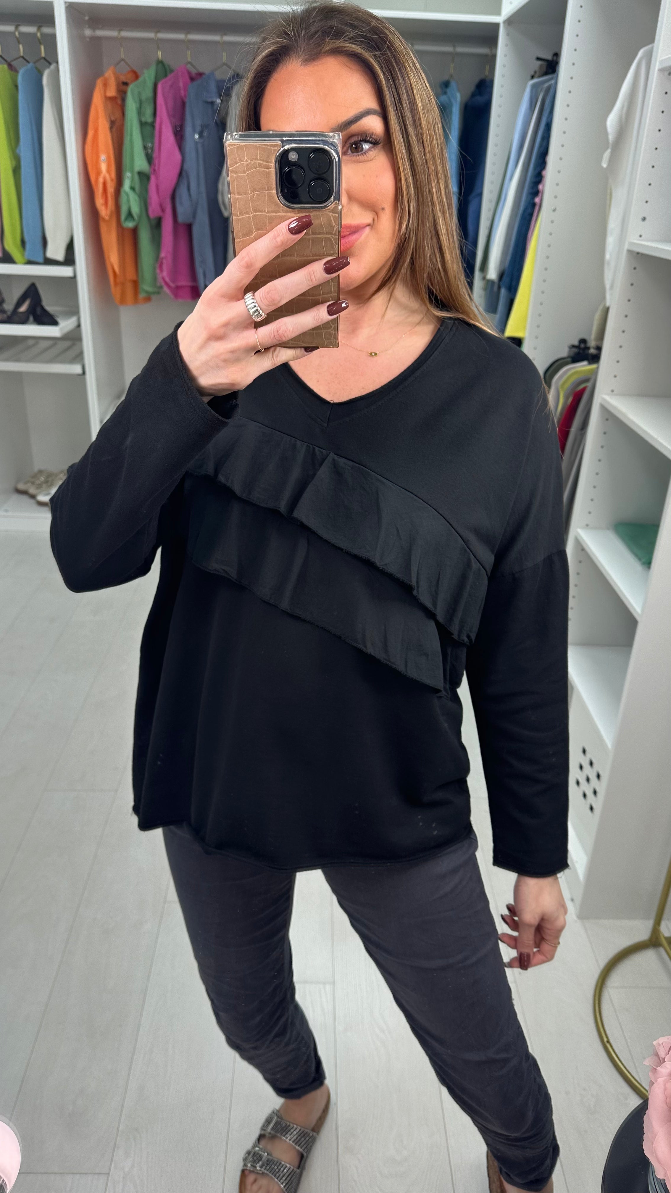 Marianna Plain Ruffle Detail top