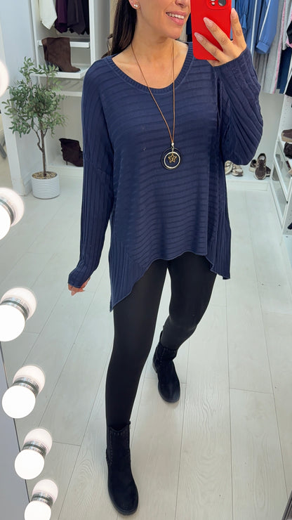 Akira Plain Asymmetric Thin Knit Top