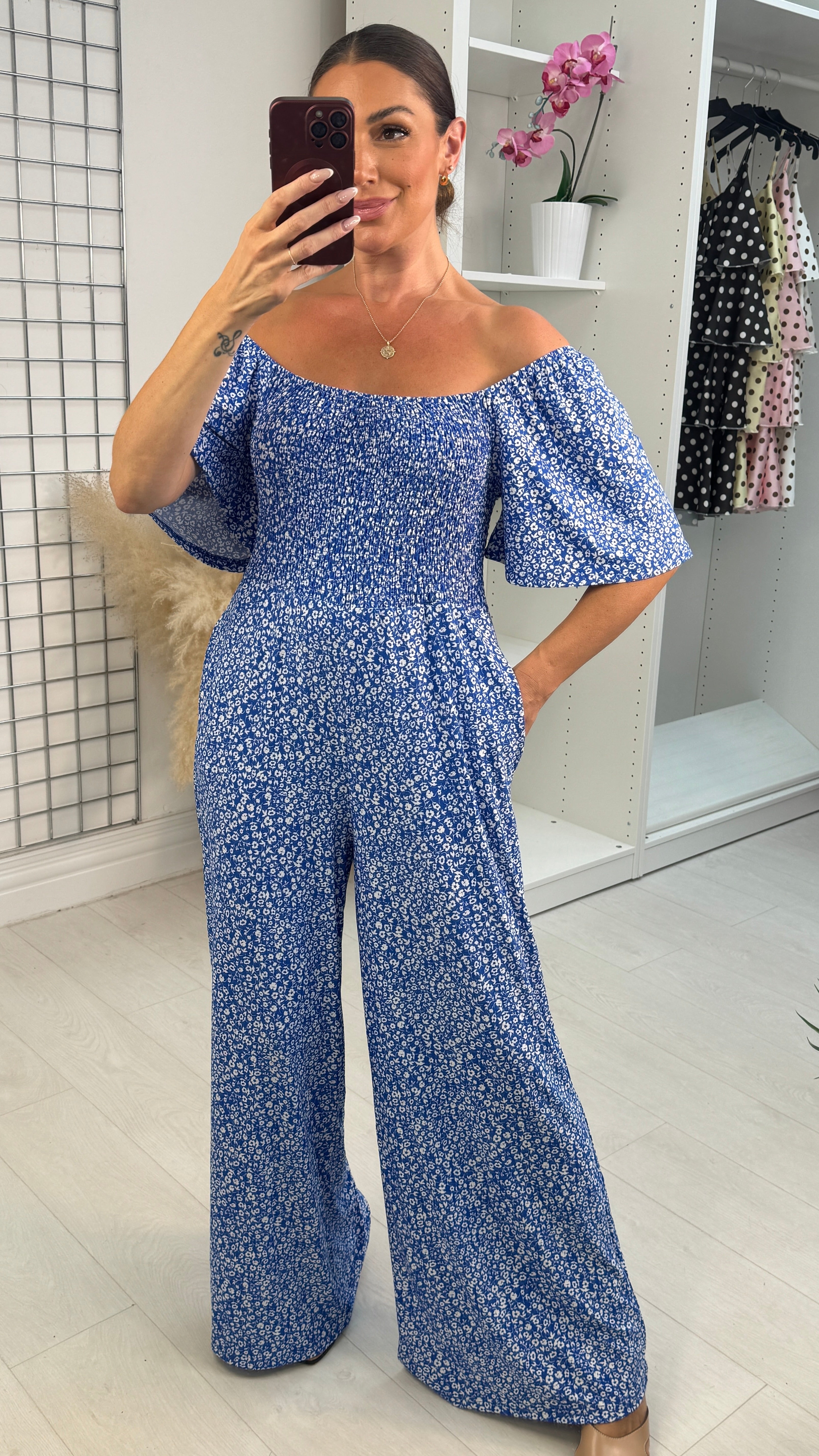 Tola Floral Print Bardot Magic Jumpsuit