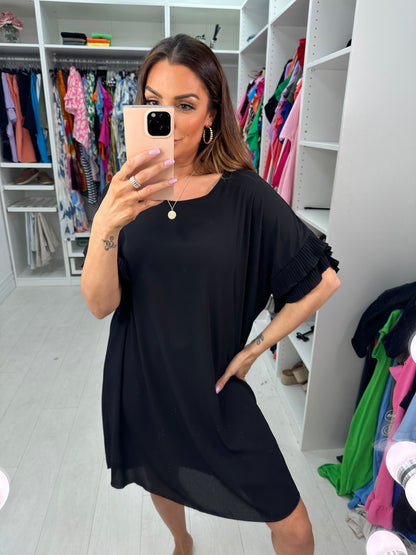 Jordan Pleated Frill Sleeve Loose Fit Dress