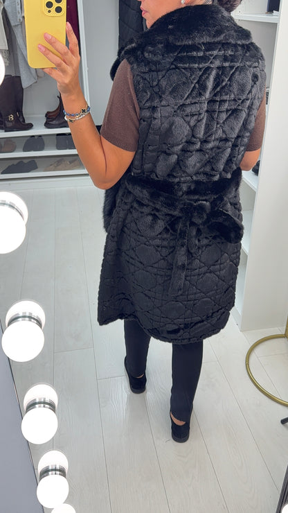 Milagros Faux Fur Belted Gilet