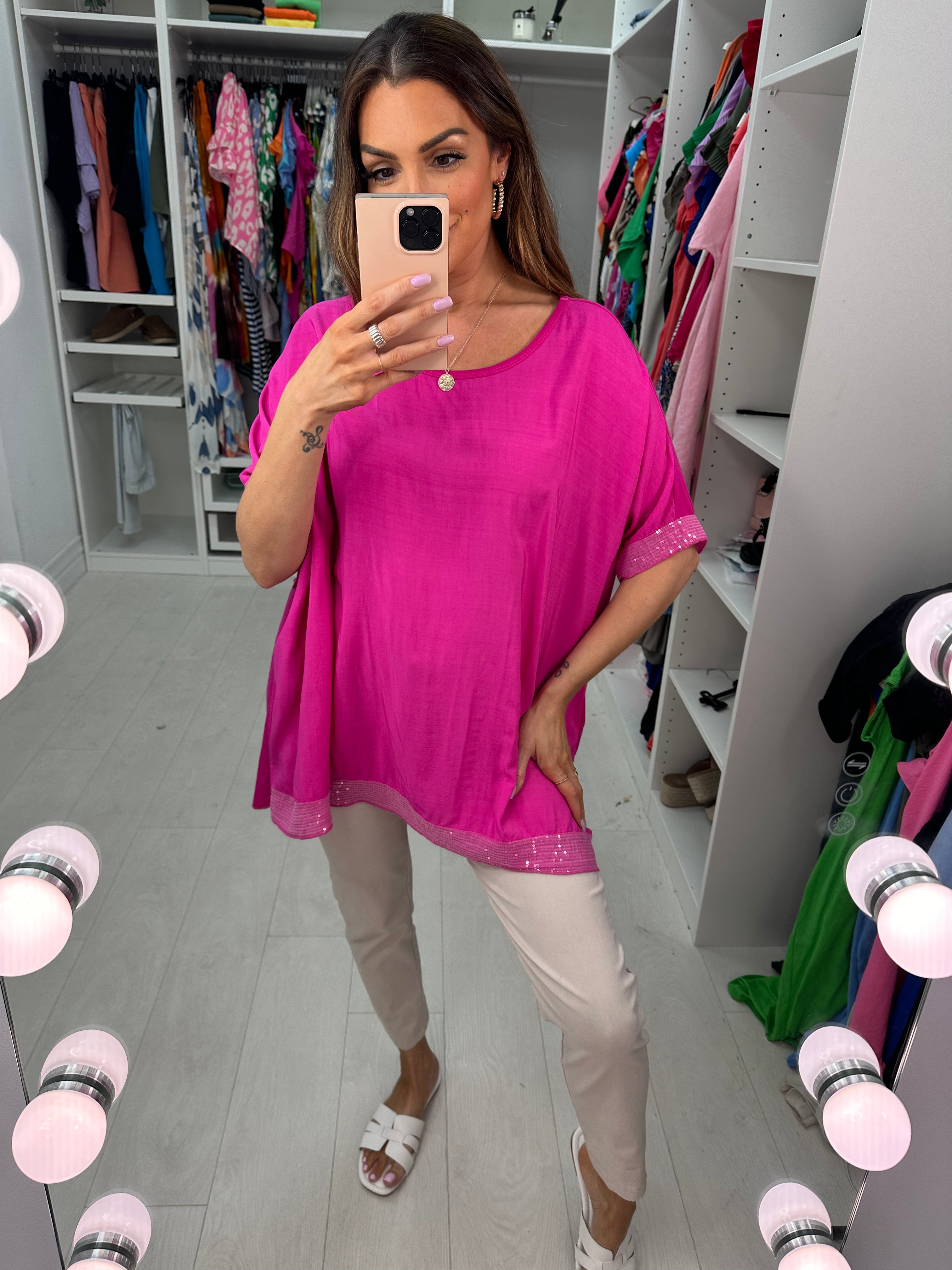 Nadina Oversized Sequin Hem Top