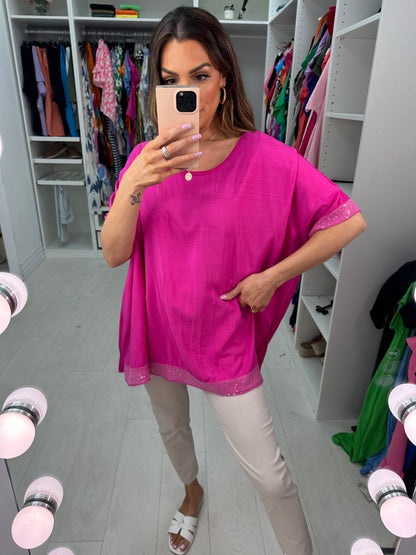 Nadina Oversized Sequin Hem Top