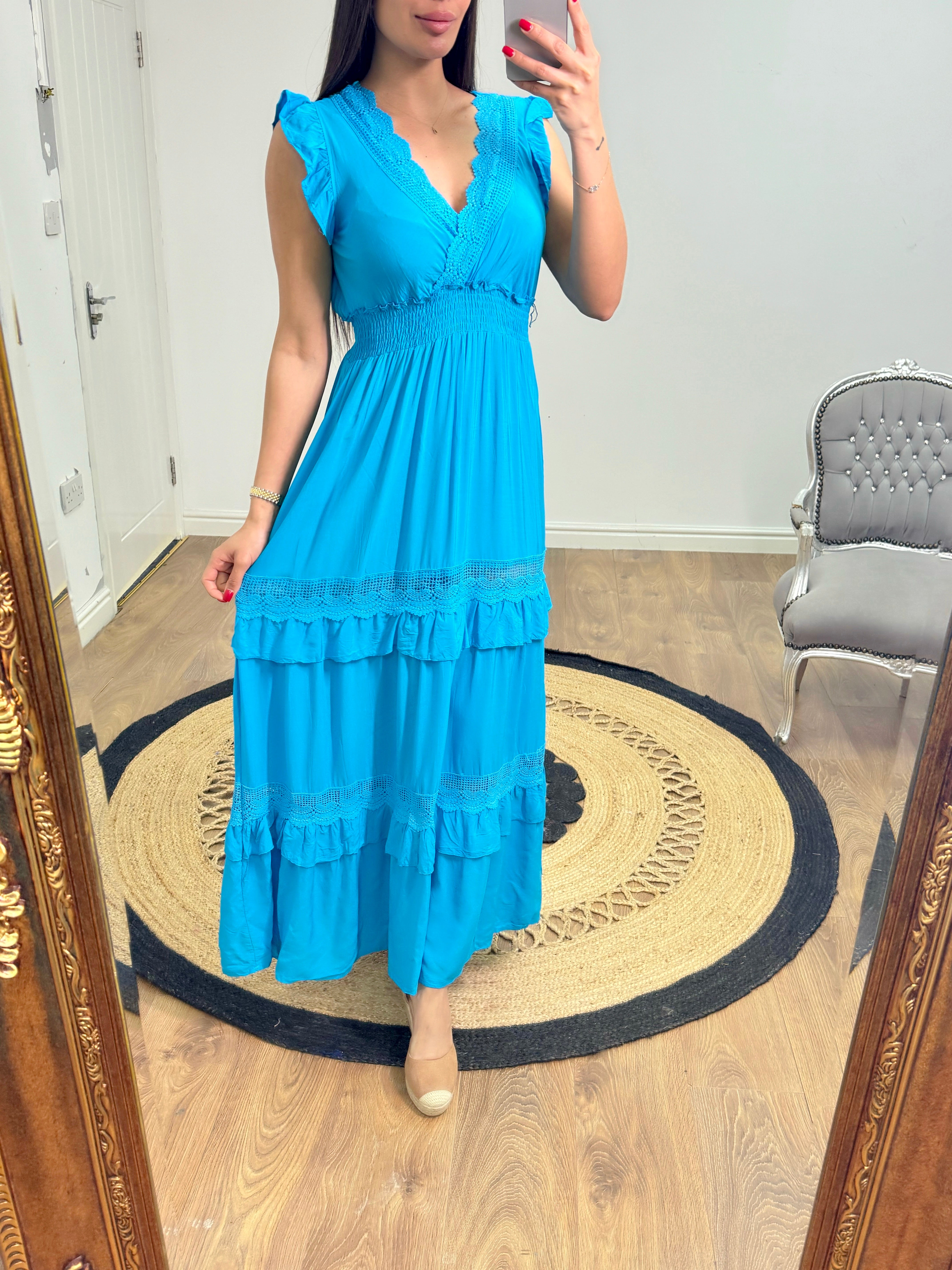 Silvana Crochet Detailed Frill Summer Dress