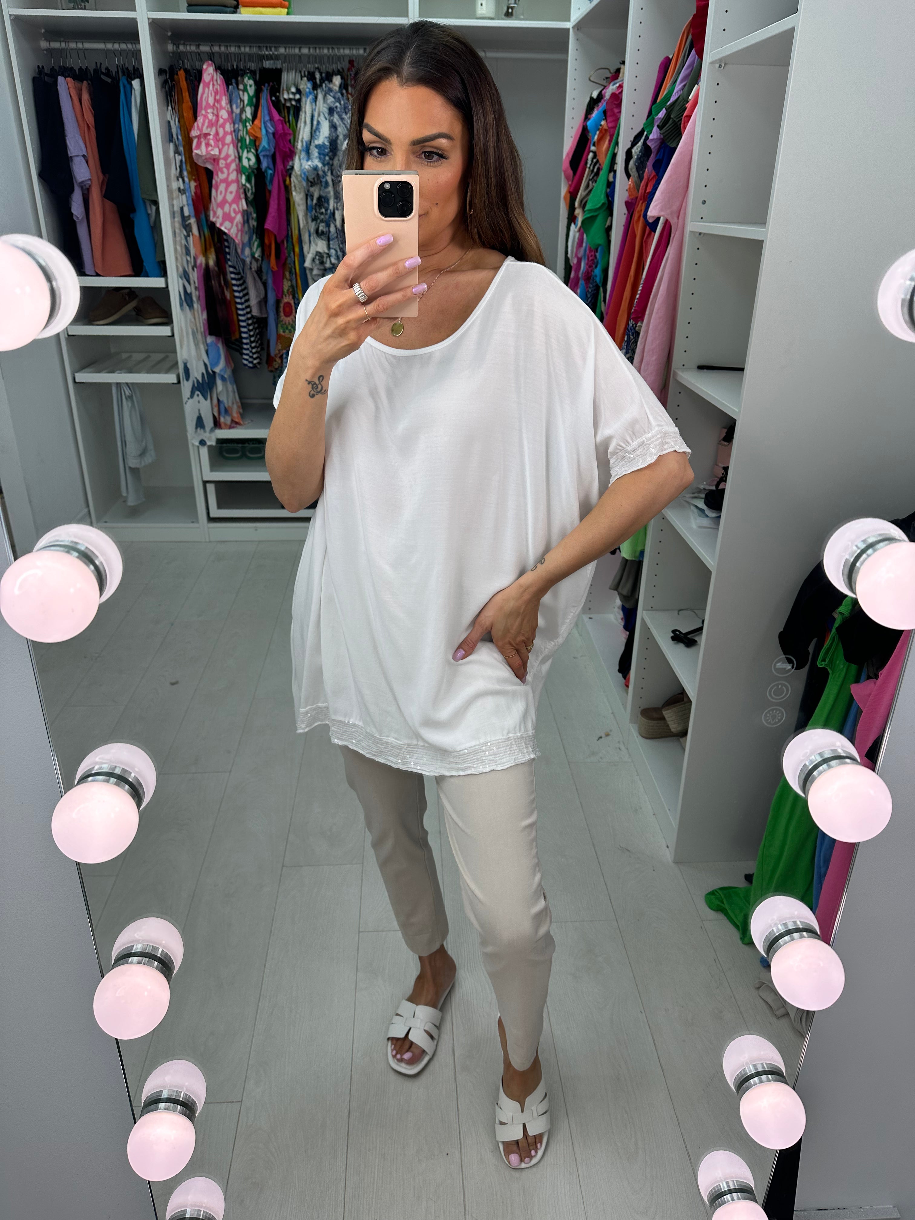 Nadina Oversized Sequin Hem Top