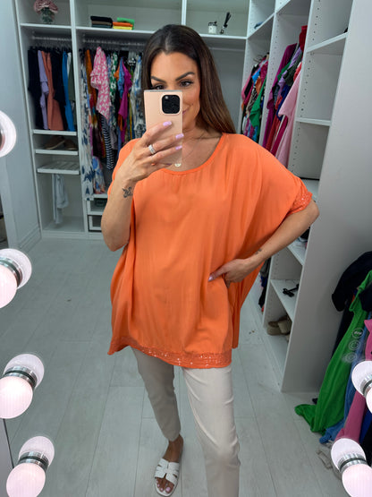 Nadina Oversized Sequin Hem Top