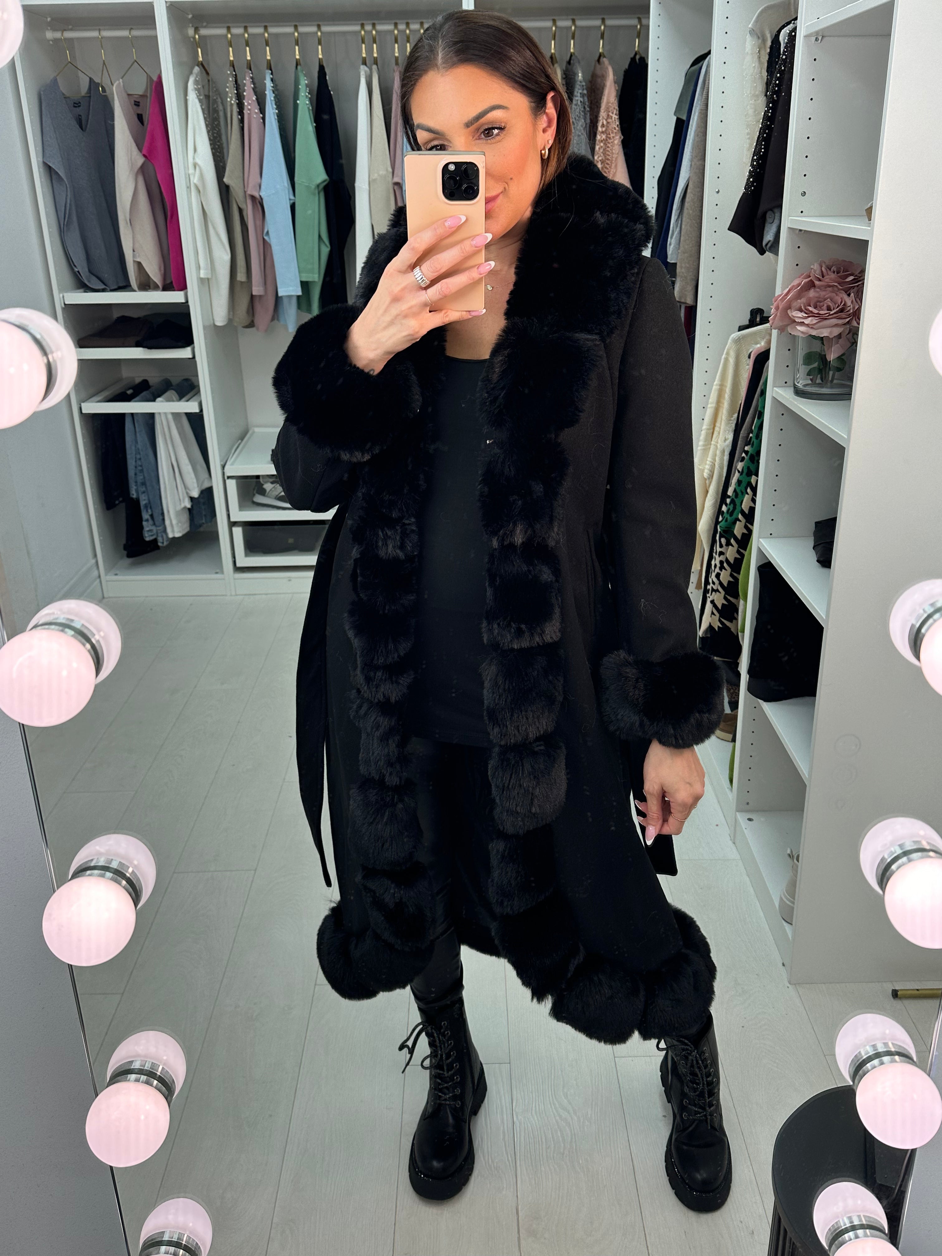 Jaymee Faux Fur Longline Jacket