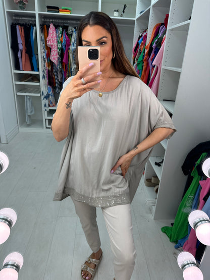 Nadina Oversized Sequin Hem Top