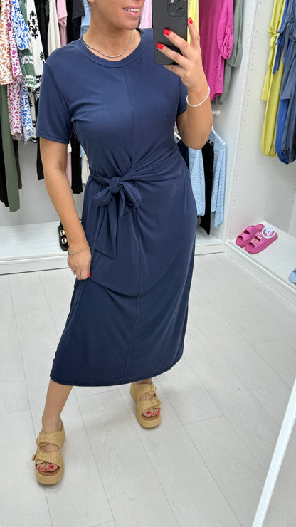 Pia Plain Tie Front Midi Dress