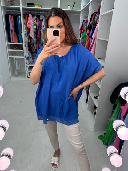 Nadina Oversized Sequin Hem Top