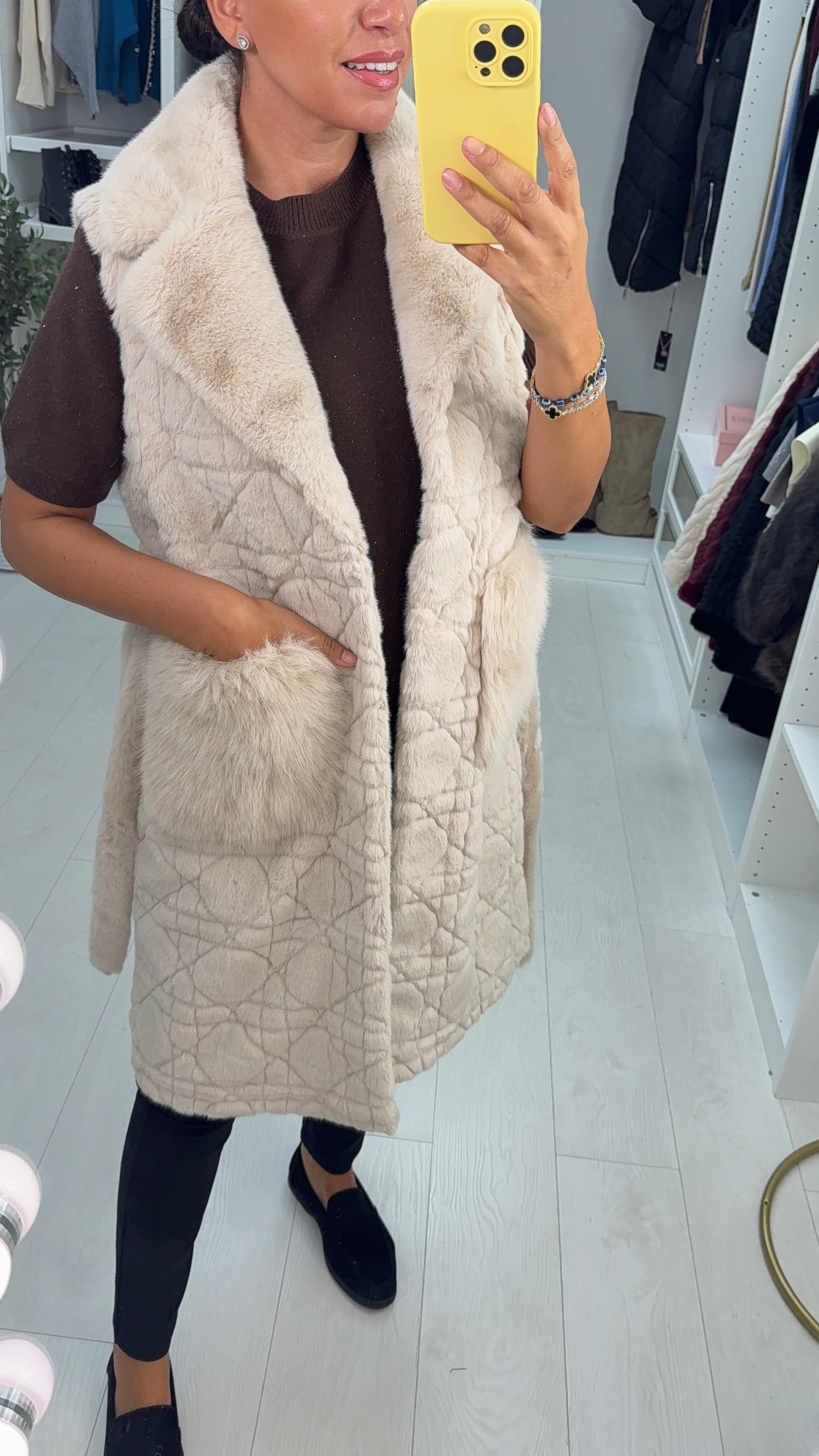 Milagros Faux Fur Belted Gilet