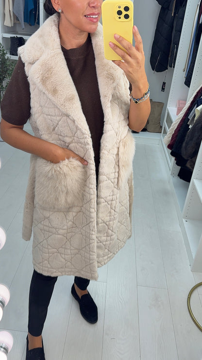 Milagros Faux Fur Belted Gilet