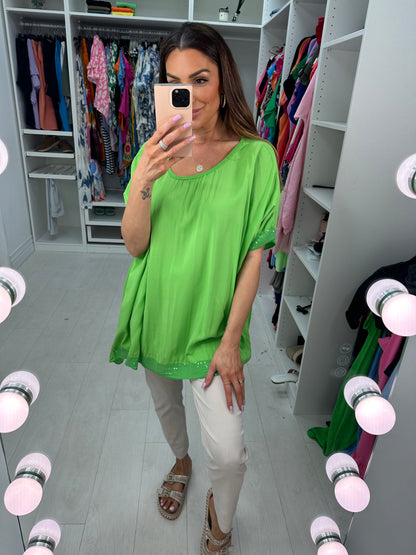 Nadina Oversized Sequin Hem Top