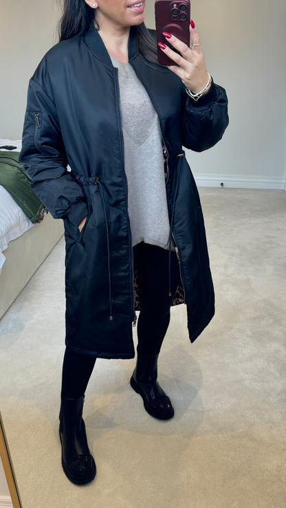 Kathryn Reversible Oversized Longline Bomber Jacket