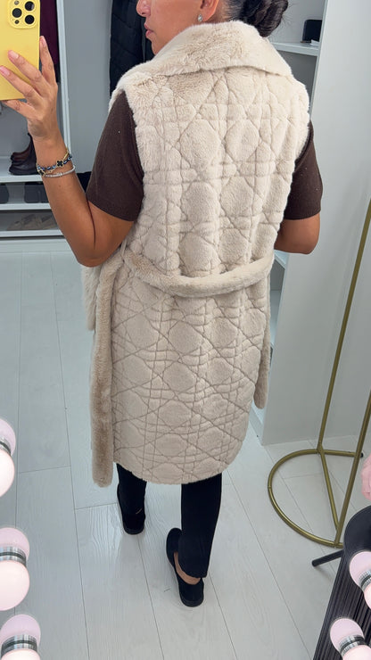 Milagros Faux Fur Belted Gilet