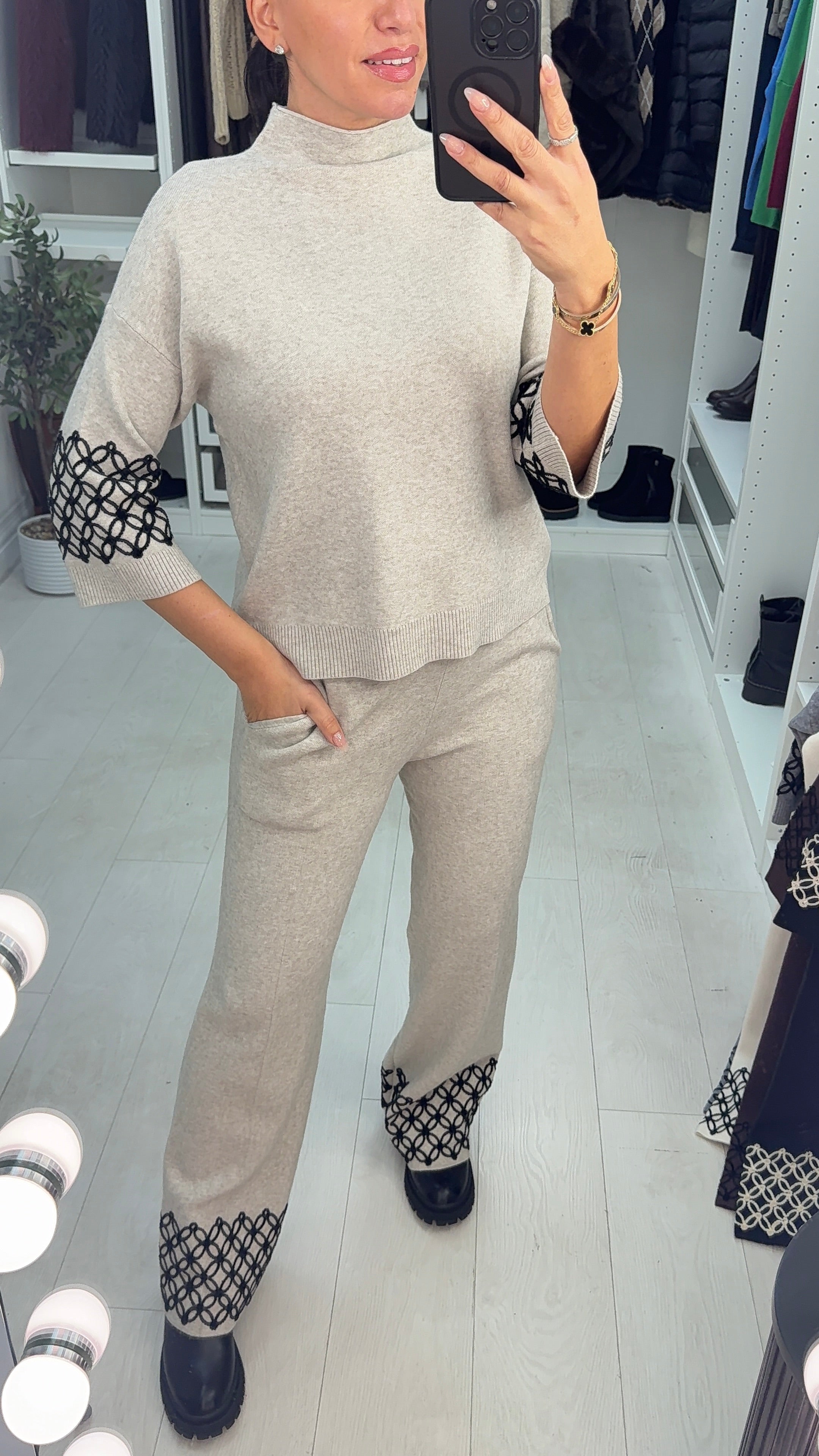 Clara Embroidered Hem Loungewear Set