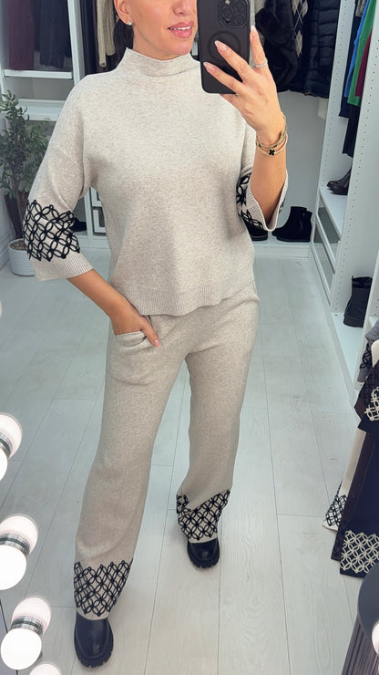 Clara Embroidered Hem Loungewear Set