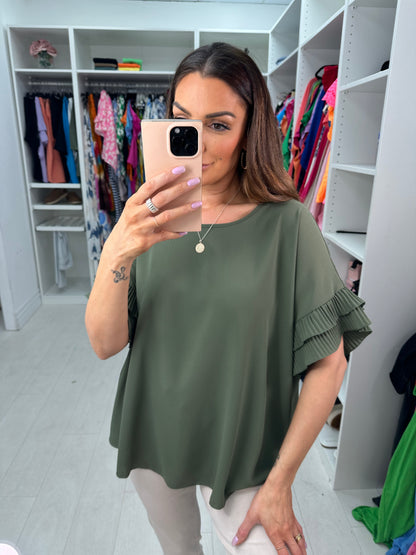 Baltic Pleated Frill Sleeve Top