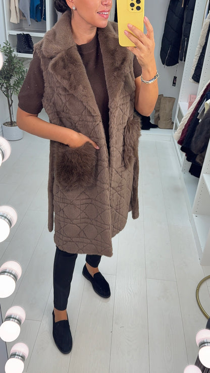 Milagros Faux Fur Belted Gilet