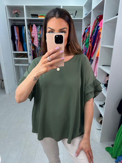 Baltic Pleated Frill Sleeve Top