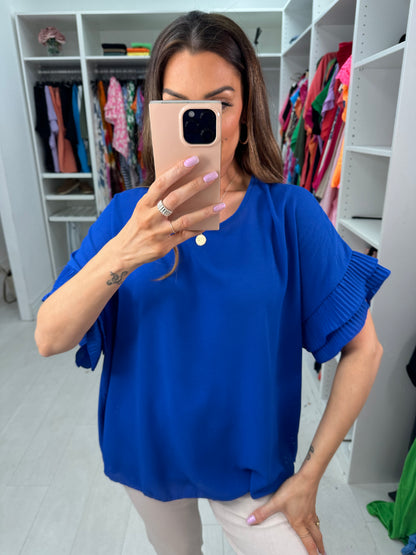 Baltic Pleated Frill Sleeve Top
