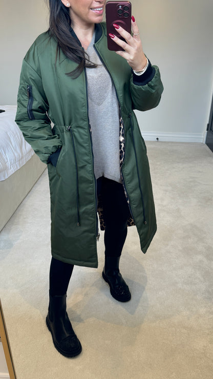 Kathryn Reversible Oversized Longline Bomber Jacket