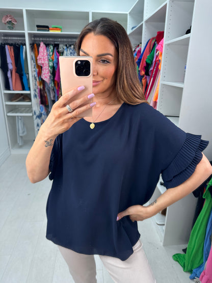 Baltic Pleated Frill Sleeve Top