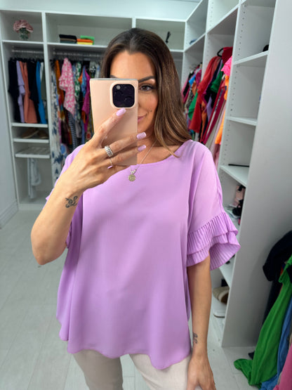 Baltic Pleated Frill Sleeve Top