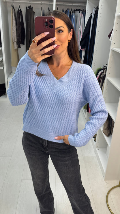 Zella V Neck Textured Jumper