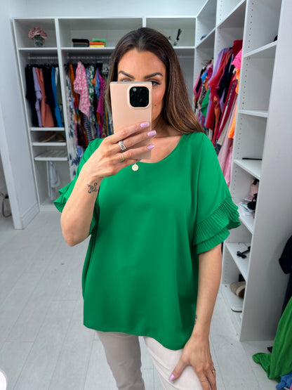Baltic Pleated Frill Sleeve Top