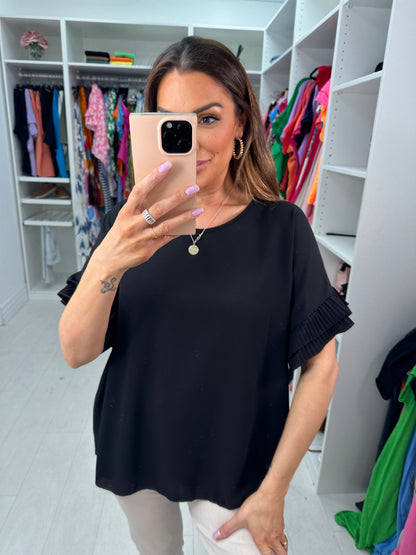 Baltic Pleated Frill Sleeve Top