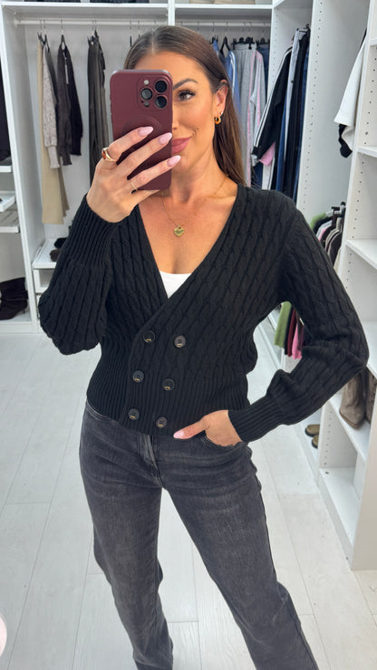 Alexa Plain Cable Knit Cardigan
