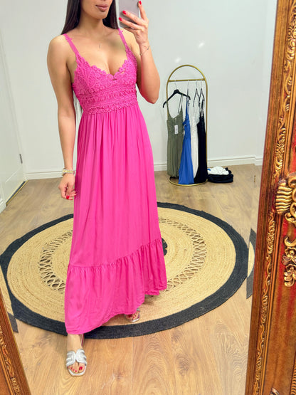 Eva Plain Long Dress With Lace Bust